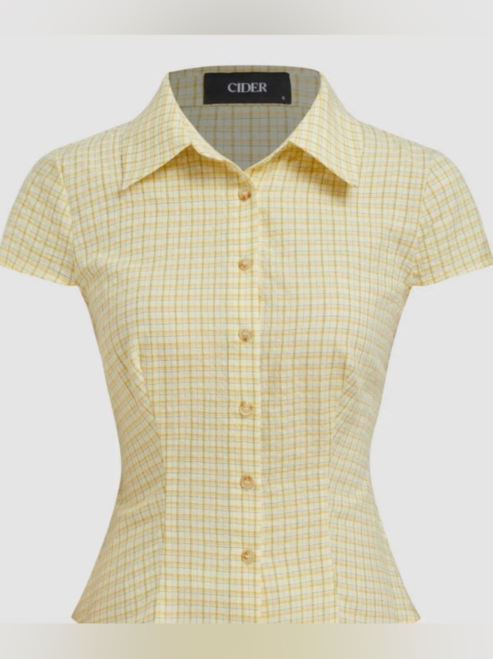 Cider NWT Yellow Plaid Button Top XS Soft Girl Y2K Baby Tee Cute